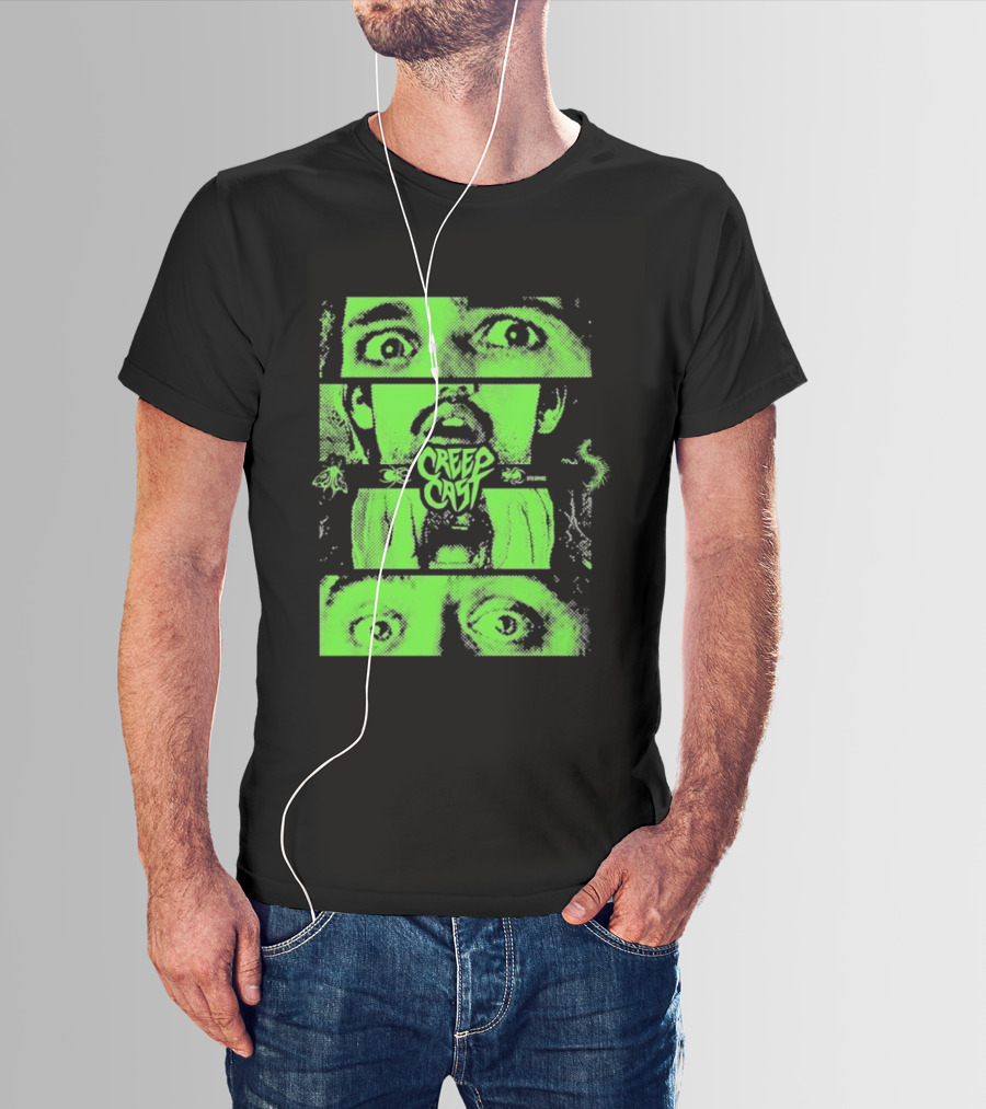CreepCast Horror Retro Comic Green Face T-Shirt