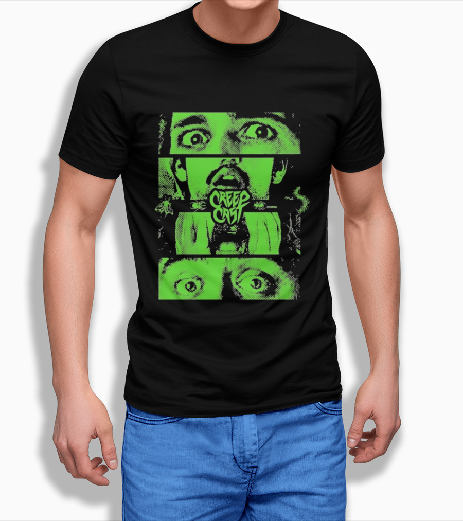 CreepCast Horror Retro Comic Green Face T-Shirt
