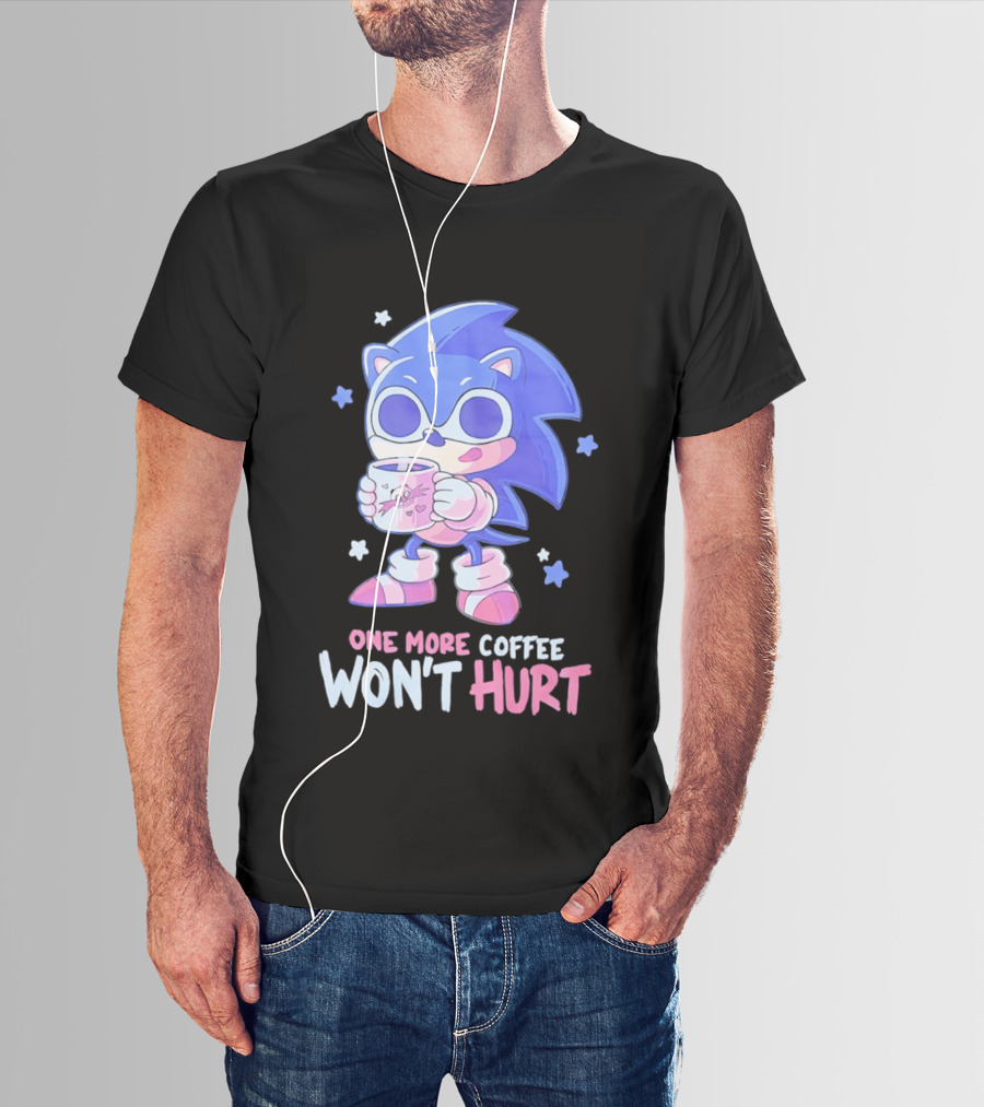 Sonic Hedgehog One More Coffee Won't Hurt Cartoon T-Shirt