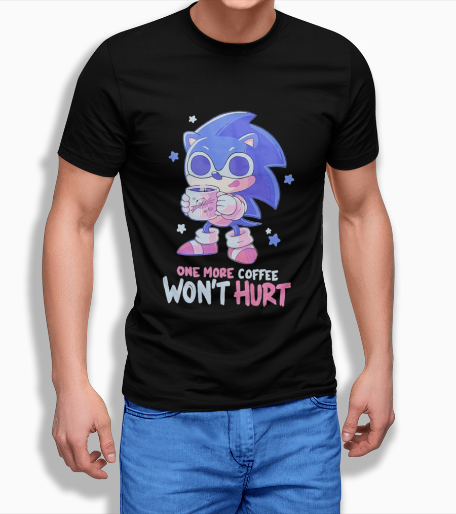 Sonic Hedgehog One More Coffee Won't Hurt Cartoon T-Shirt