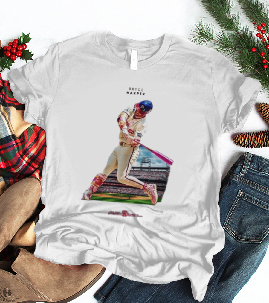 Bryce Harper Philadelphia Phillies Baseball Action Stadium Scene T-Shirt
