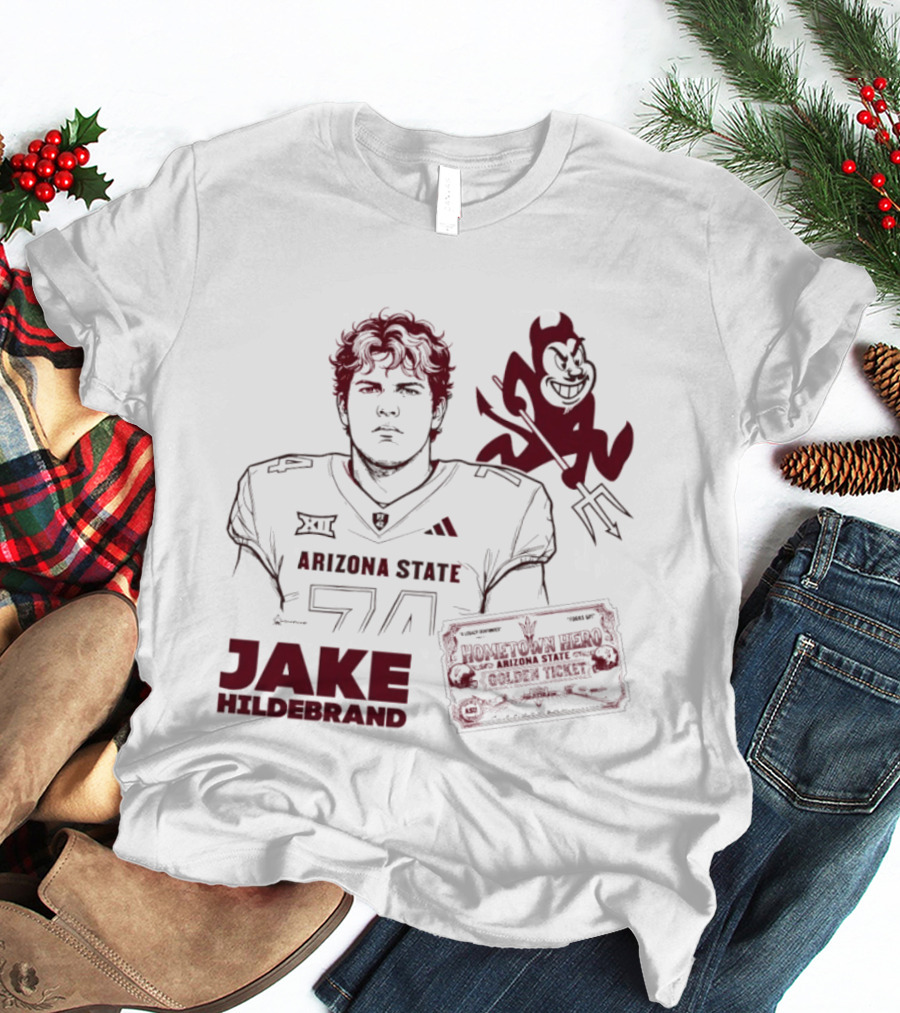 Jake Hildebrand Arizona State Sun Devils Football 74 Hometown Hero Golden Ticket T-Shirt