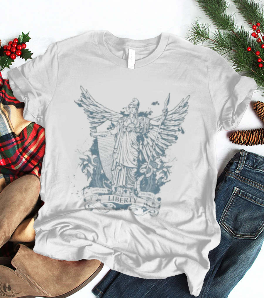 Dan McCall Libertas Born Free Die Free Lady Liberty Crest T-Shirt