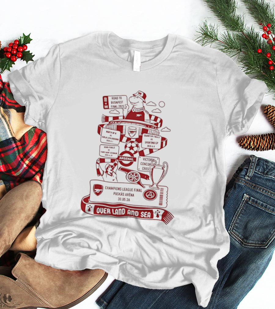 Puskás Aréna League Final Over Land And Sea Iconic Football T-Shirt
