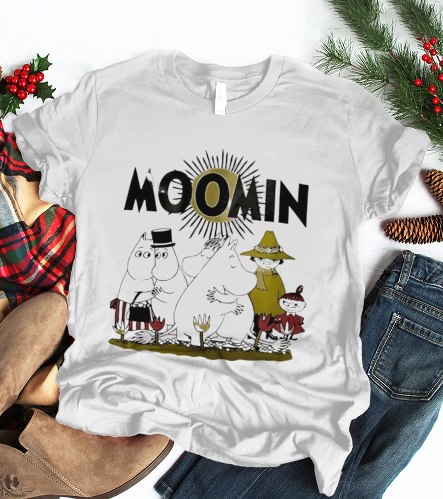 Moomin Family In Sunshine Cartoon Gathering T-Shirt