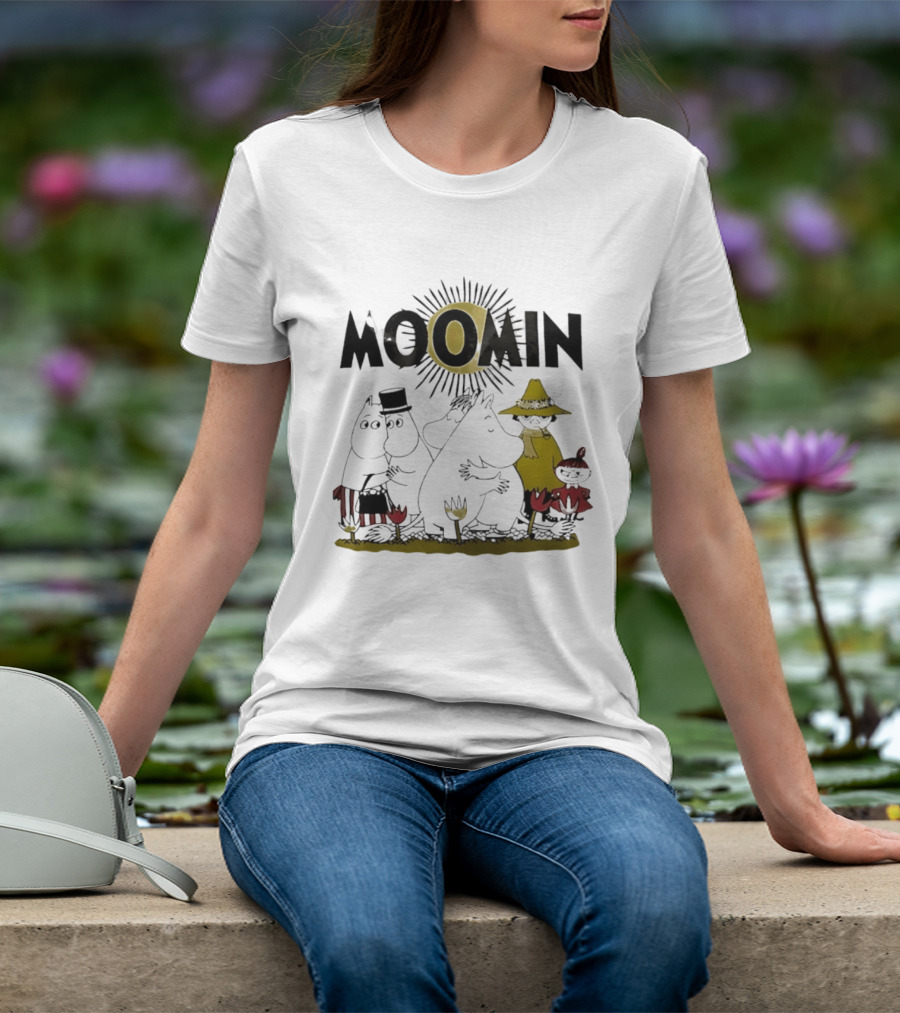 Moomin Family In Sunshine Cartoon Gathering T-Shirt