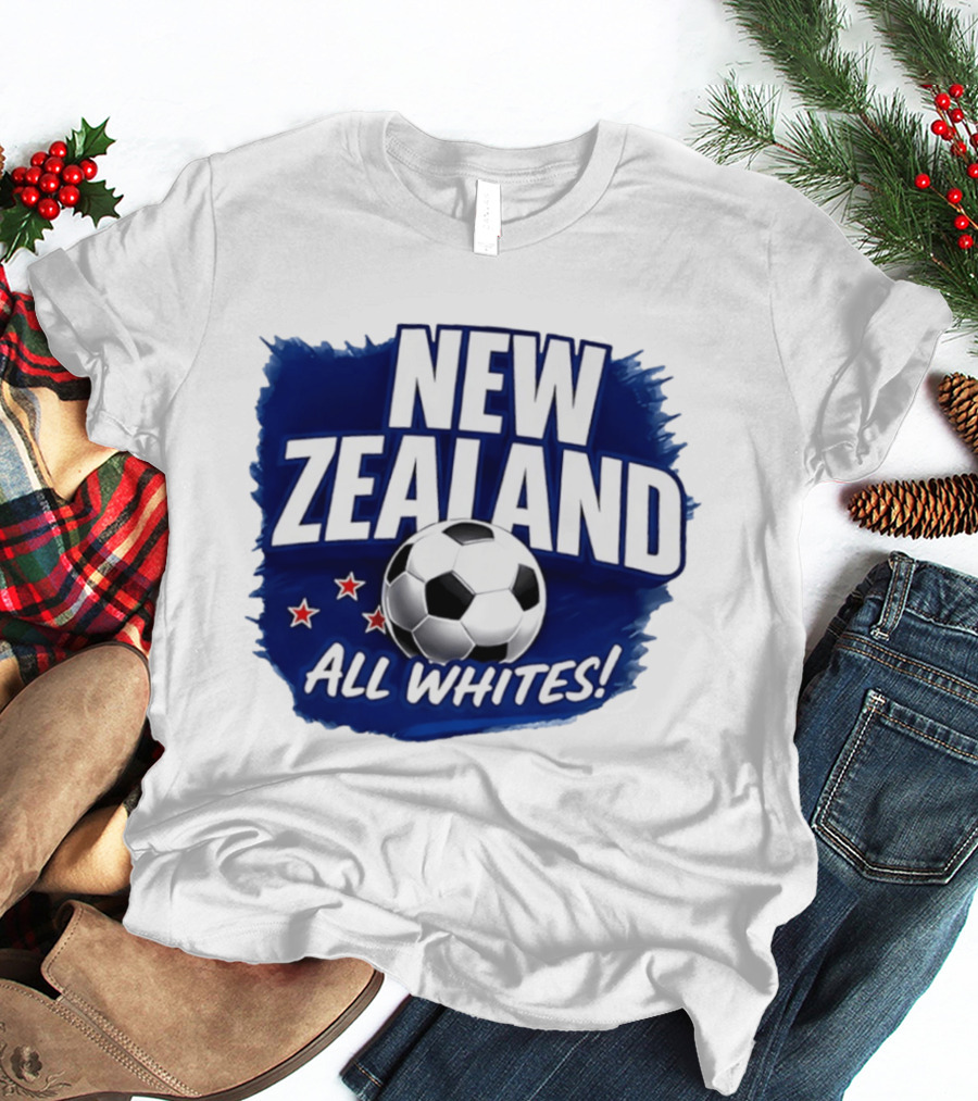 New Zealand All Whites Soccer Team Stars And Ball T-Shirt