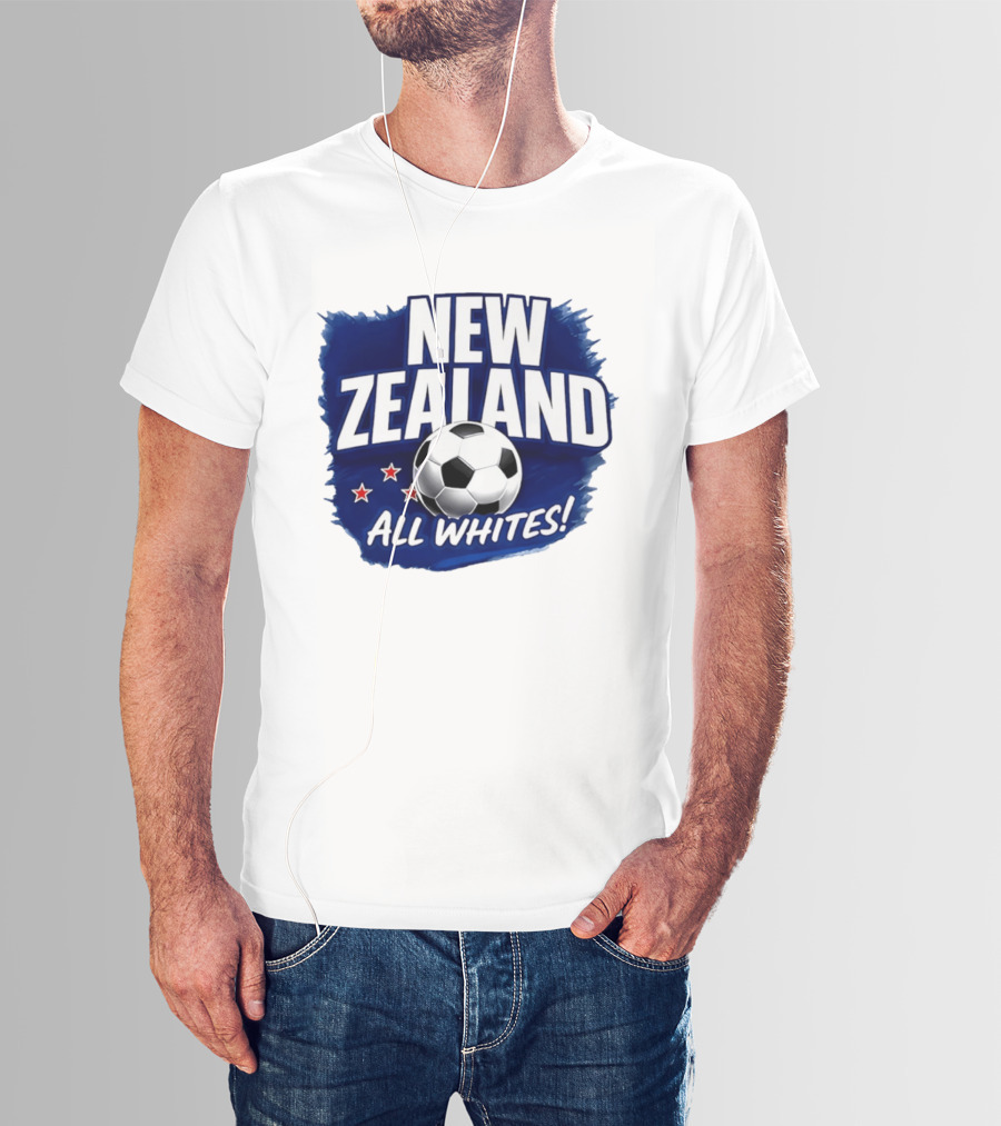 New Zealand All Whites Soccer Team Stars And Ball T-Shirt