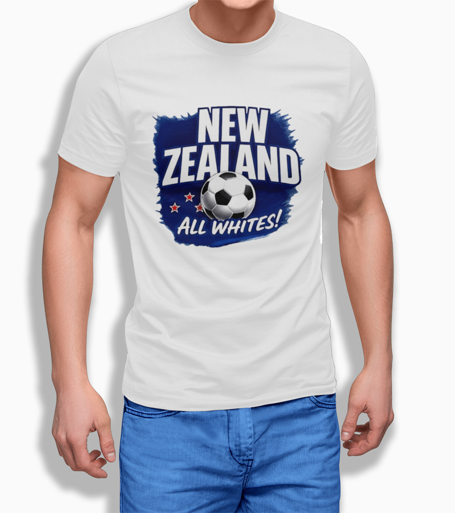 New Zealand All Whites Soccer Team Stars And Ball T-Shirt