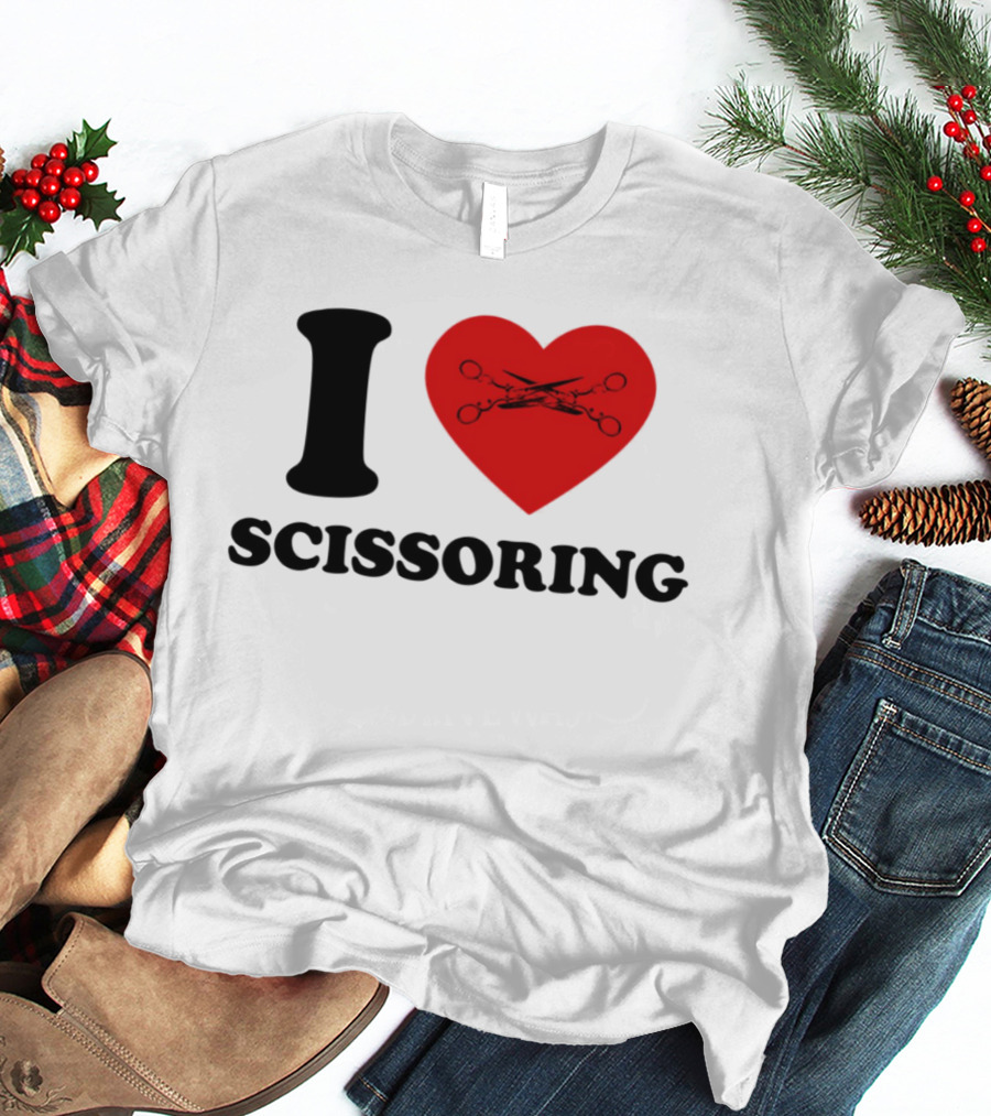 I Love Scissoring Heart With Crossed Scissors T-Shirt
