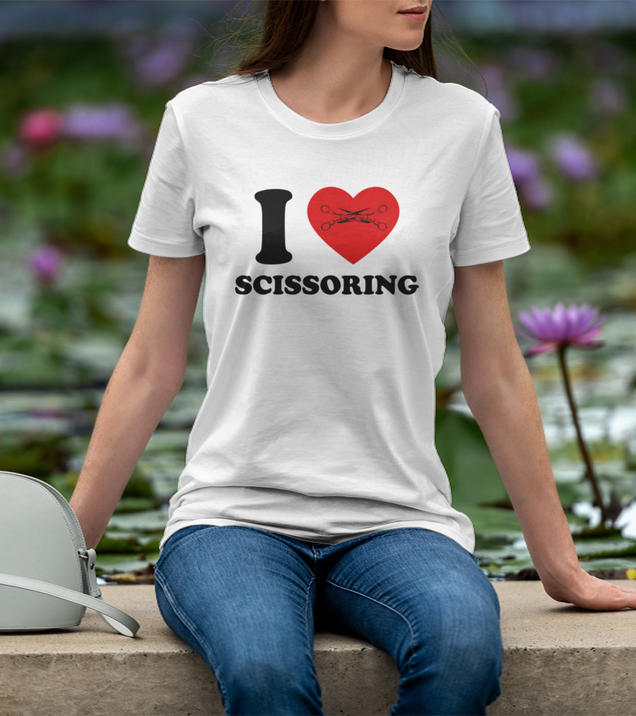 I Love Scissoring Heart With Crossed Scissors T-Shirt