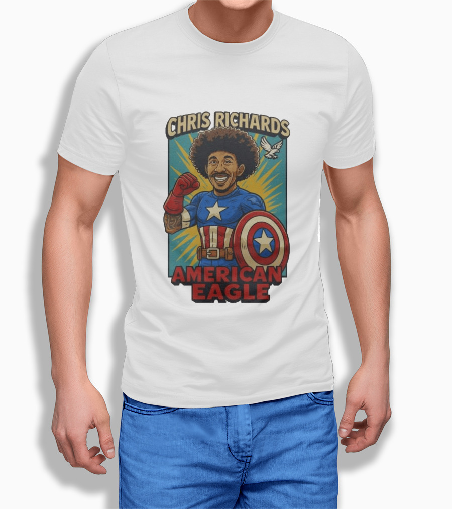 Chris Richards American Eagle Captain Star Shield Superhero T-Shirt