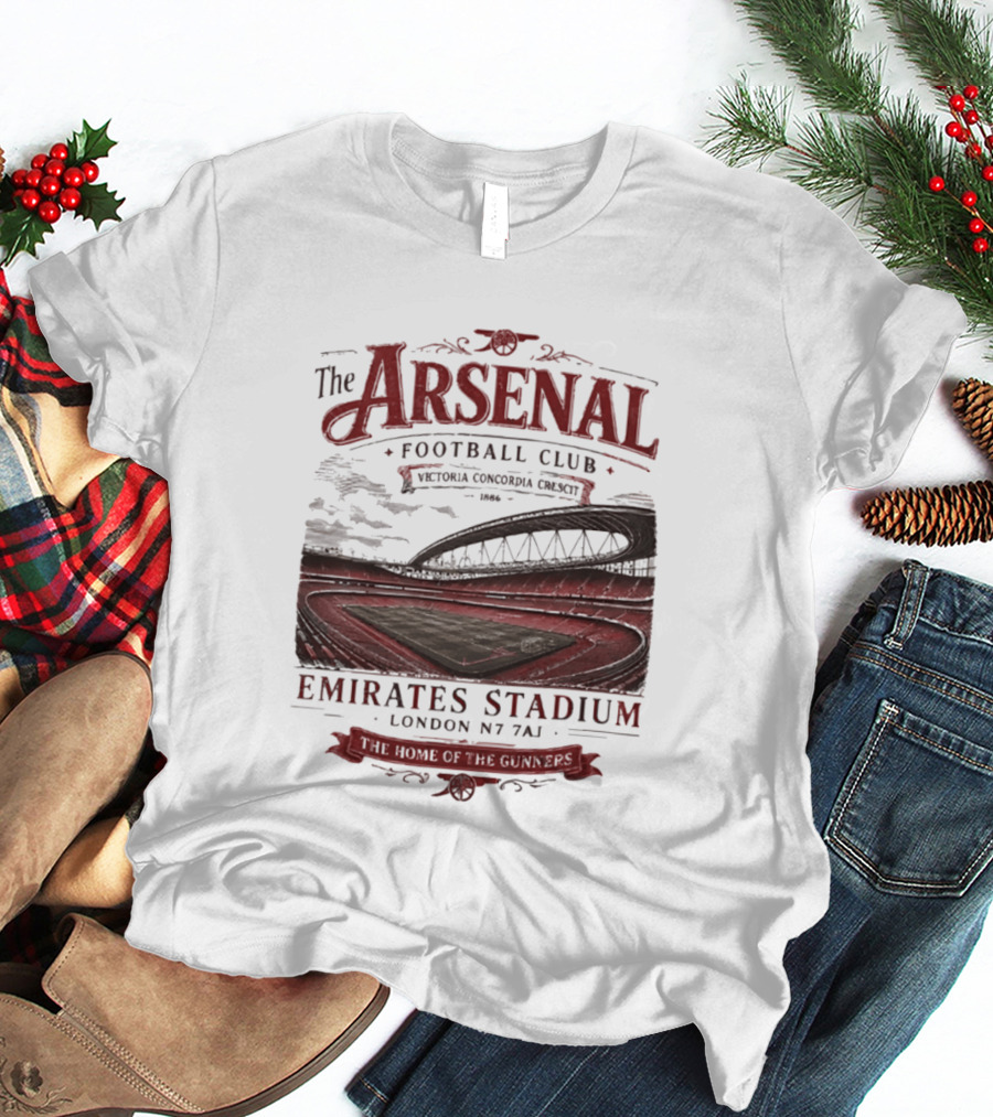Arsenal Football Club Emirates Stadium London N7 7AJ Victoria Concordia Crescit Established 1886 Home Of The Gunners T-Shirt