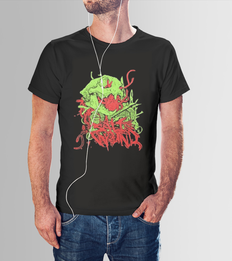 Boot And Annoy Skull Acid Green Red T-Shirt