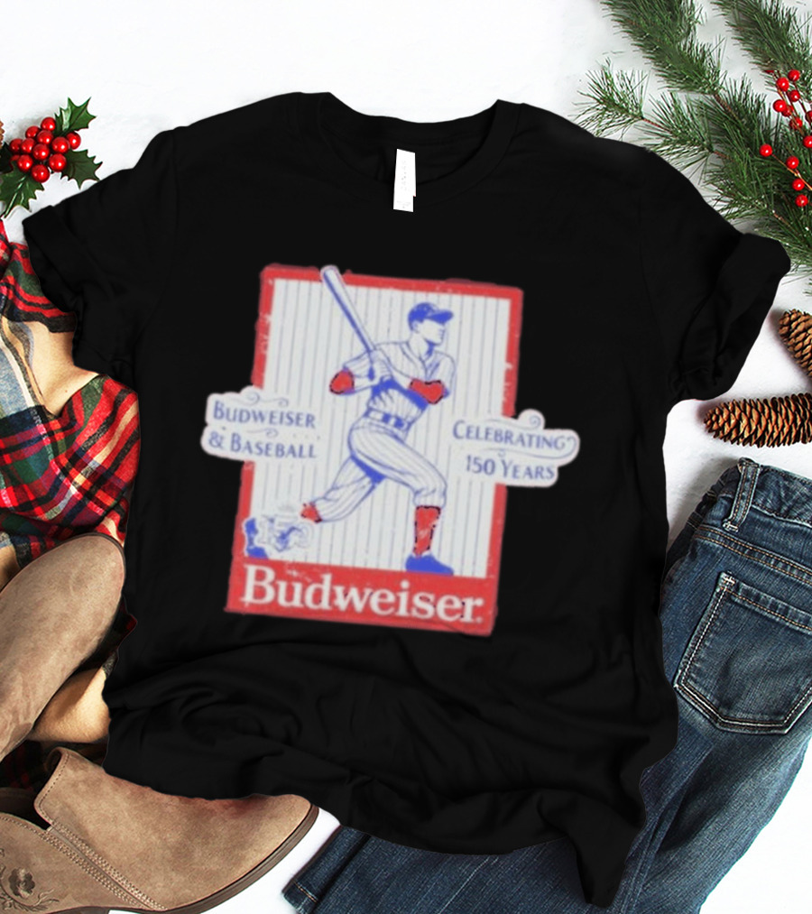 Budweiser Baseball Celebrating 150 Years Vintage Iconic Batter T-Shirt