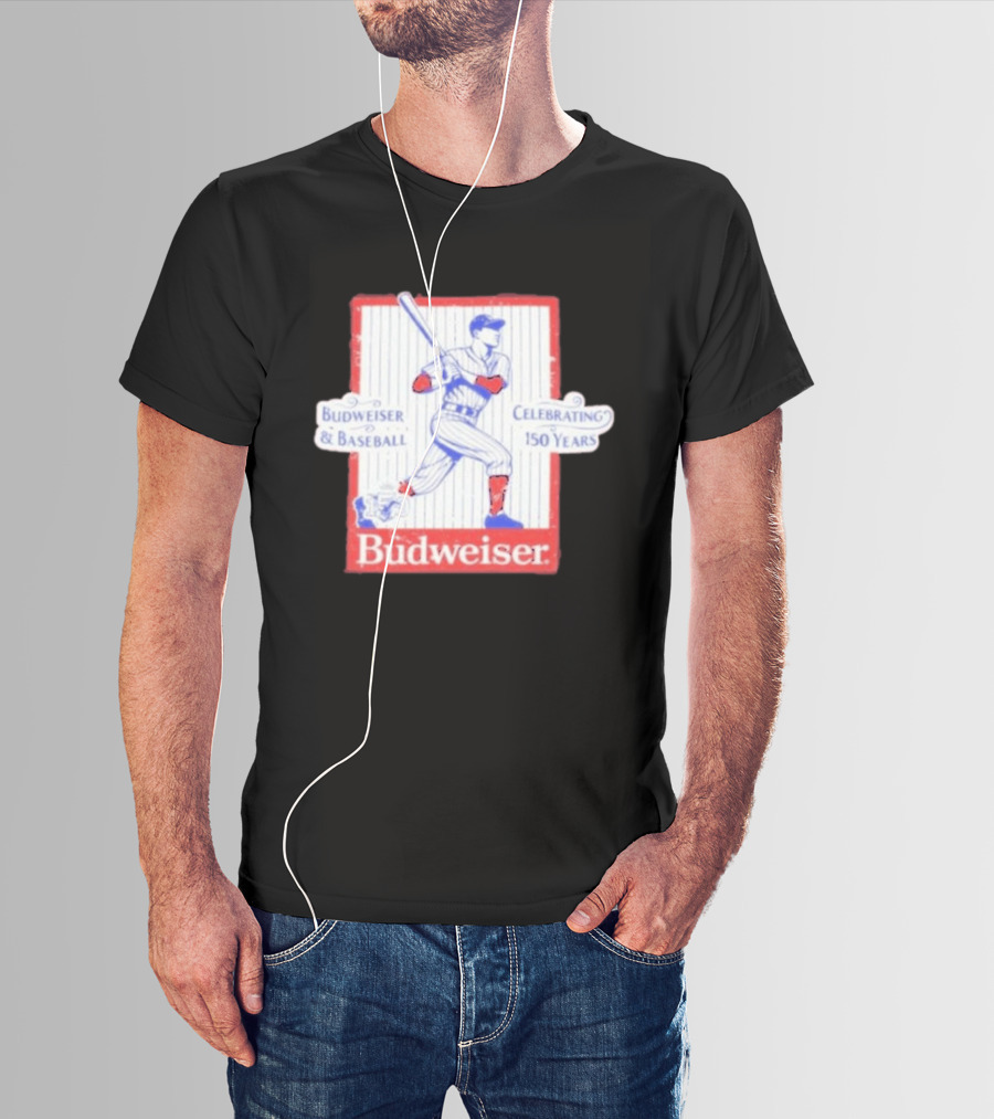 Budweiser Baseball Celebrating 150 Years Vintage Iconic Batter T-Shirt
