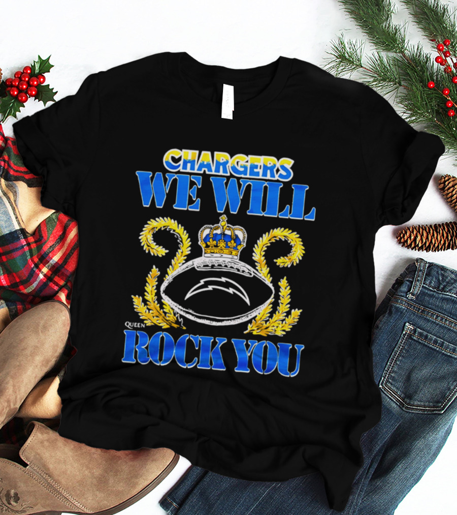 Chargers We Will Rock You Queen 2026 Football Crown Laurel T-Shirt