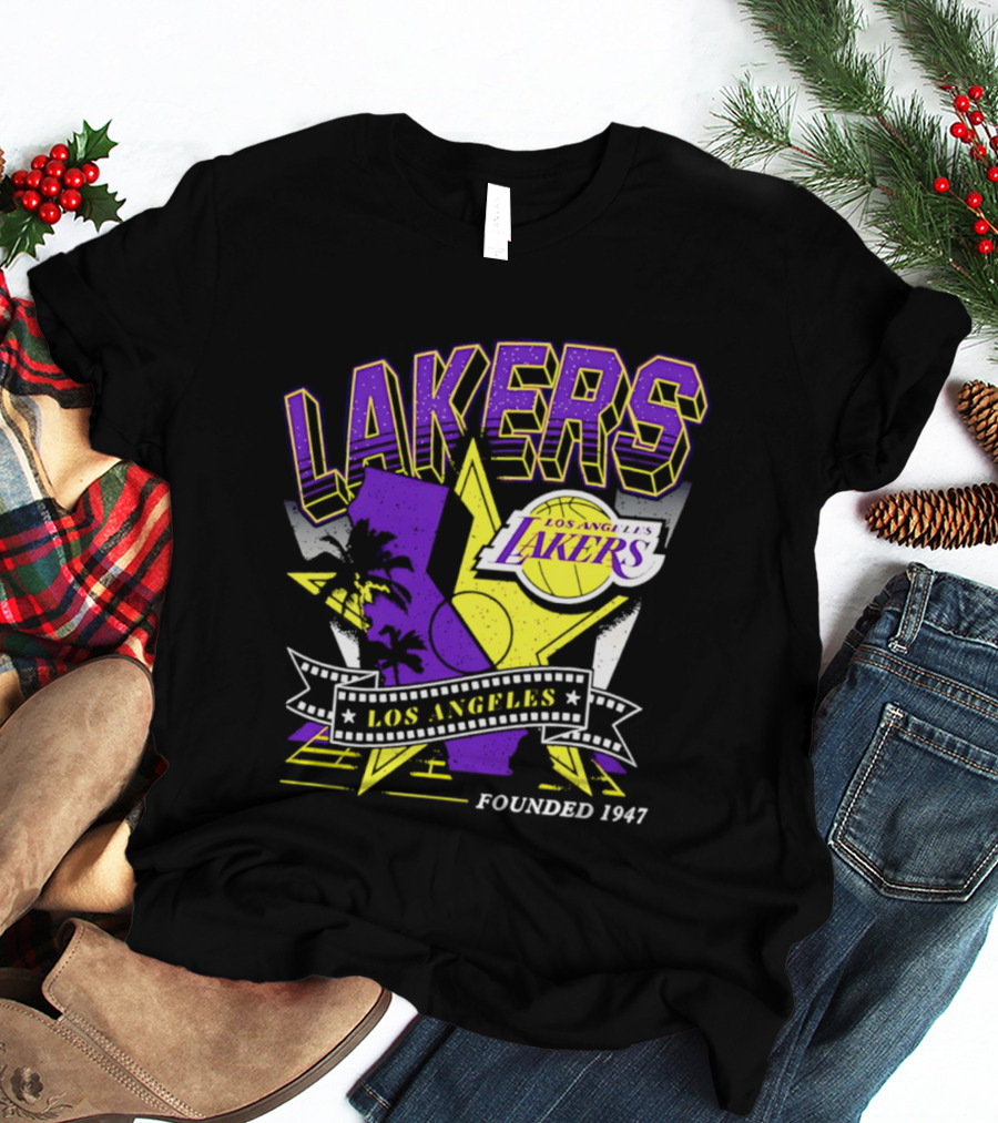 Los Angeles Lakers Founded 1947 NBA Team California Map T-Shirt
