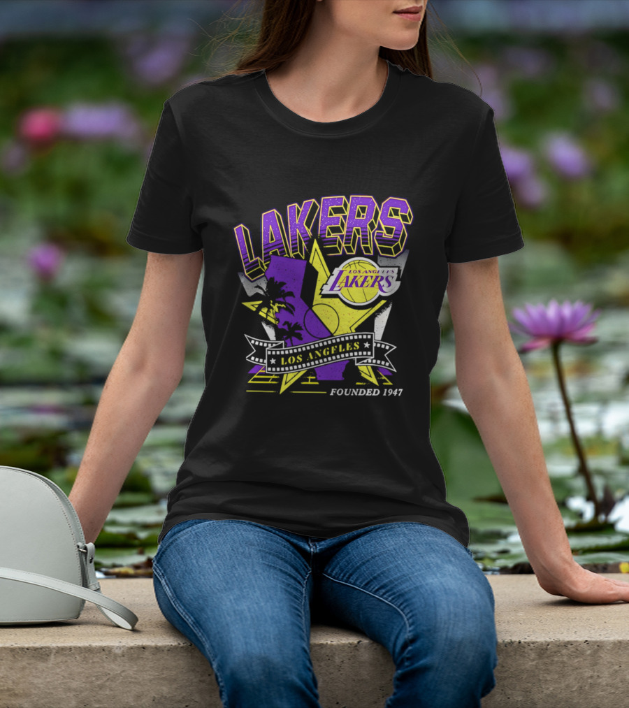 Los Angeles Lakers Founded 1947 NBA Team California Map T-Shirt