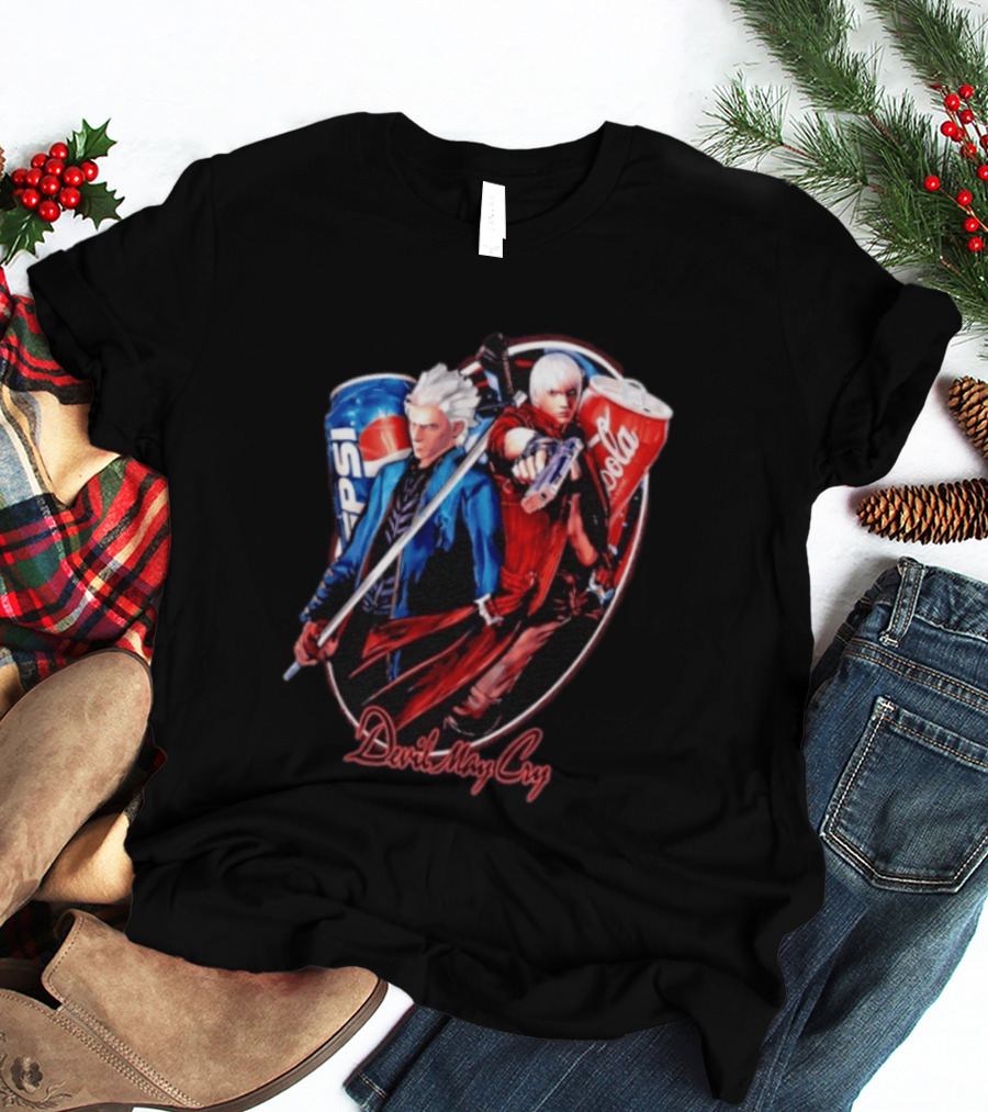 Devil May Cry Dante Vergil Pepsi Coca Cola Drink Battle T-Shirt