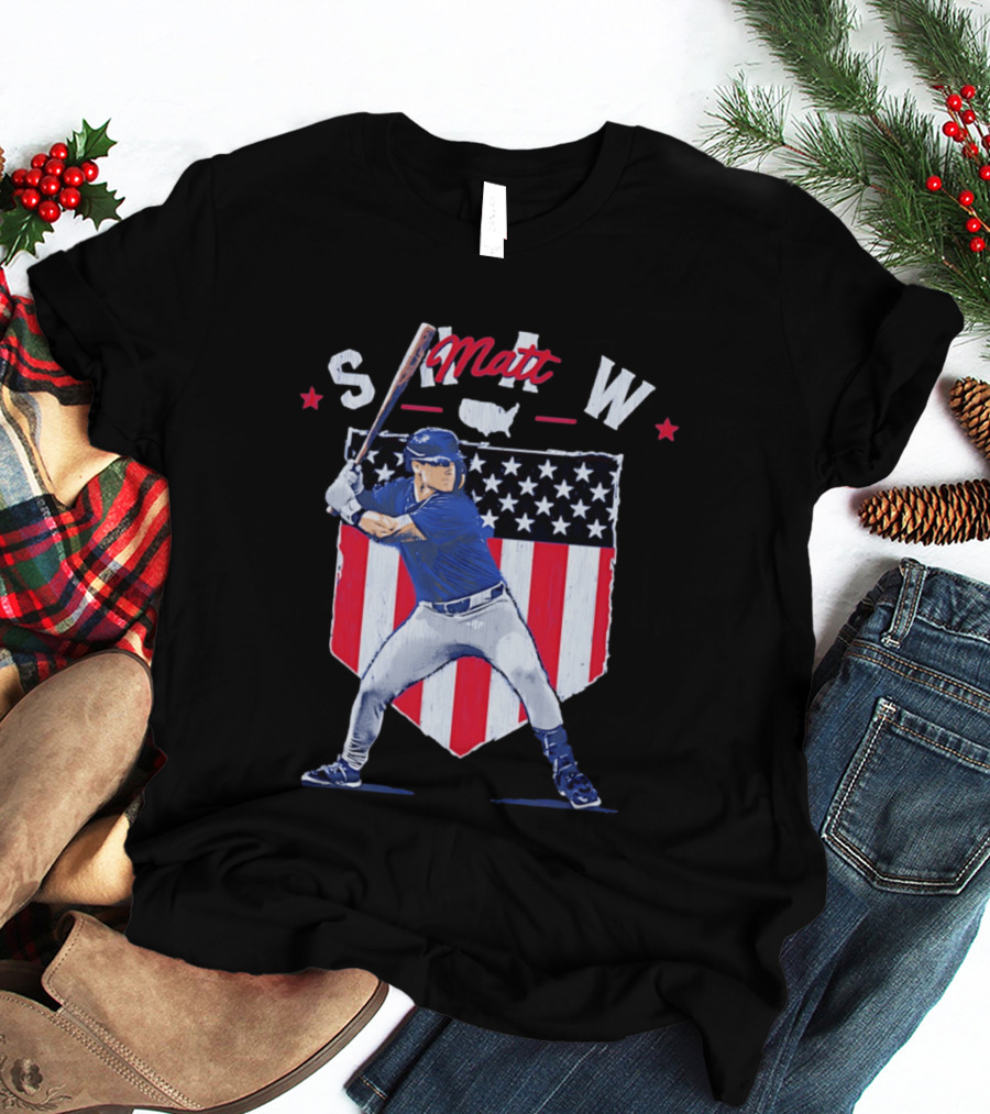 Matt Shaw Stars Stripes Chicago Cubs Baseball T-Shirt