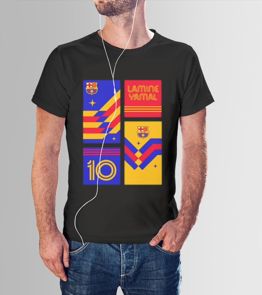 FC Barcelona Lamine Yamal 10 Vibes With Team Colors And Crest T-Shirt