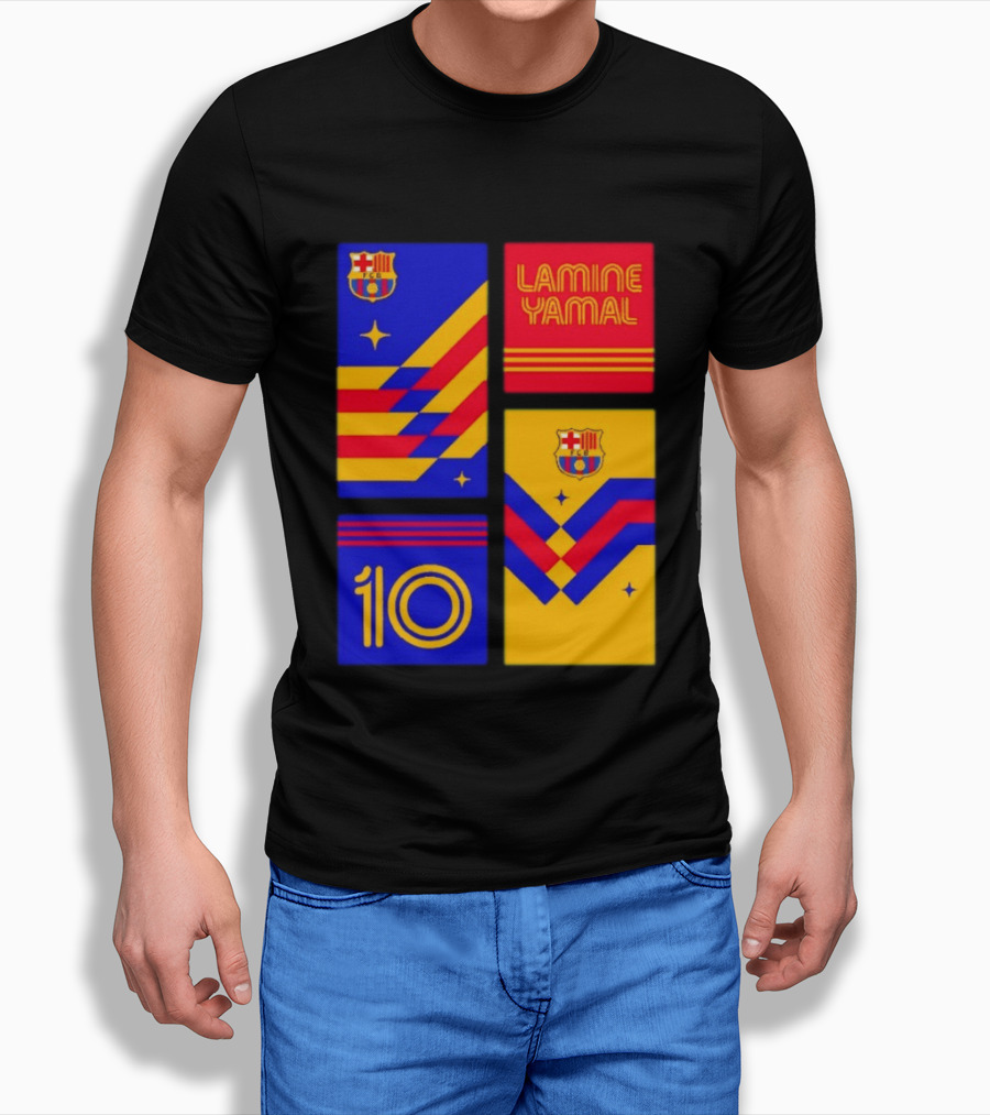 FC Barcelona Lamine Yamal 10 Vibes With Team Colors And Crest T-Shirt