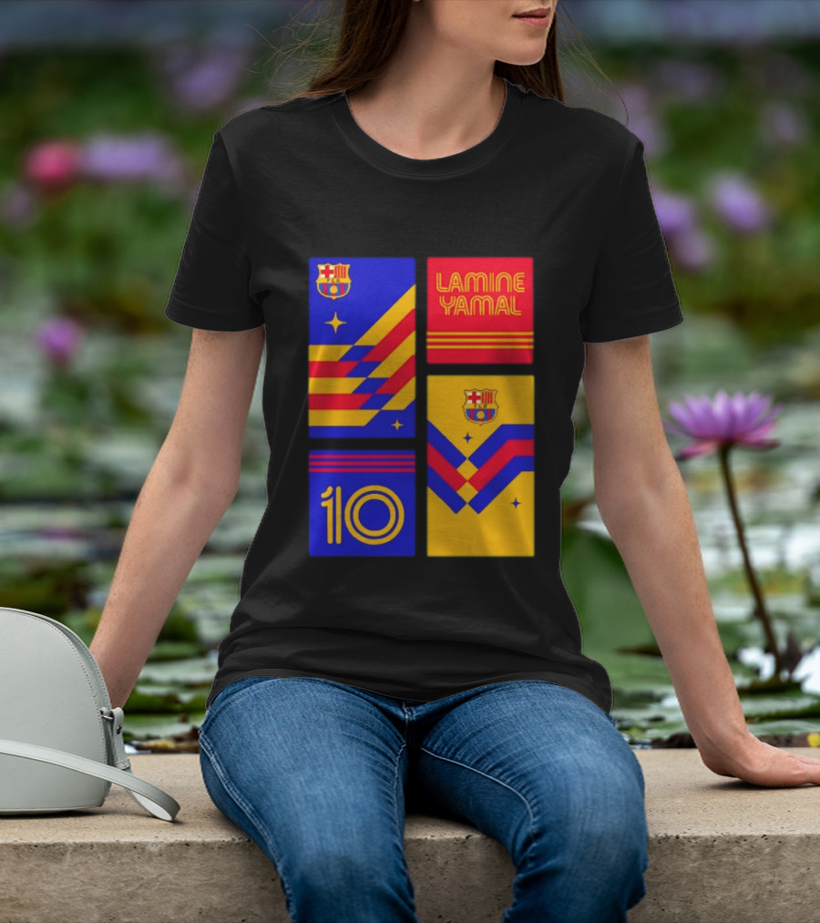 FC Barcelona Lamine Yamal 10 Vibes With Team Colors And Crest T-Shirt