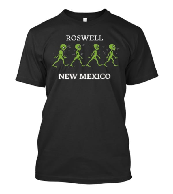 Roswell New Mexico Alien Walking Green Figures T-Shirt