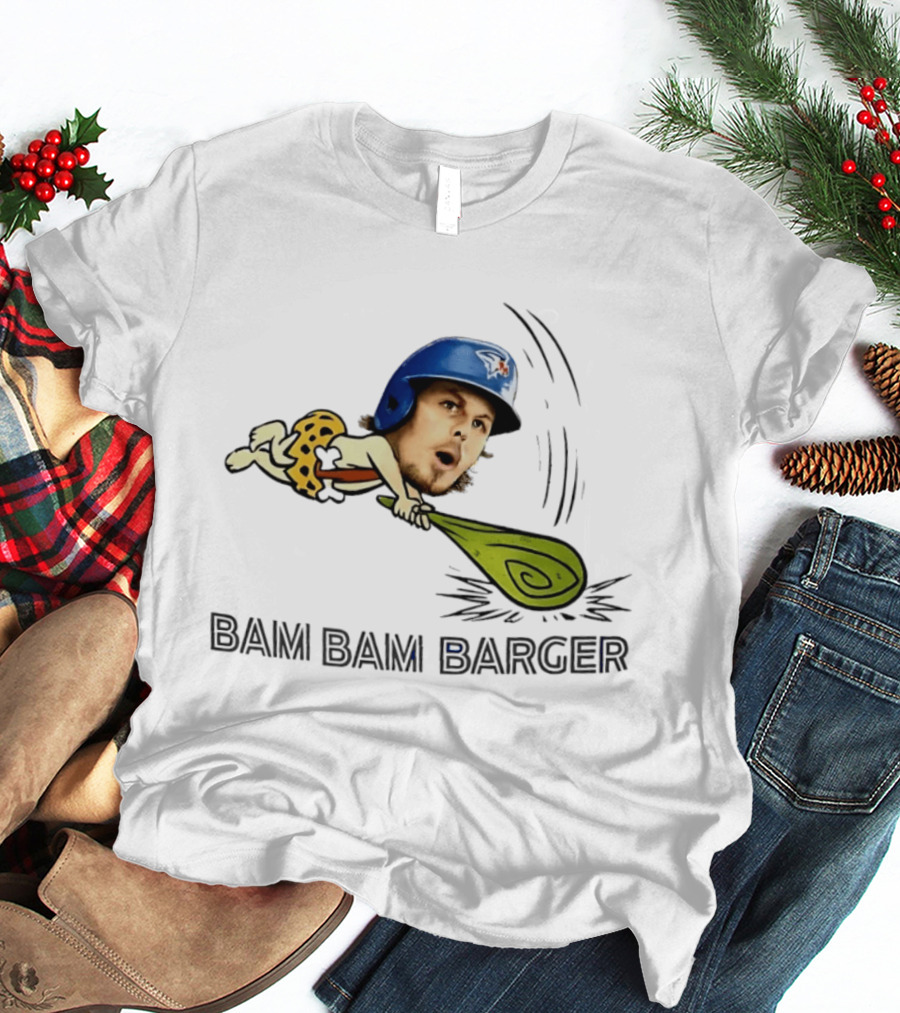 Bam Bam Barger Blue Jays Baseball Cartoon Helmet Bat T-Shirt