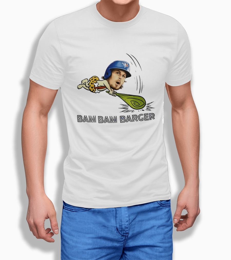 Bam Bam Barger Blue Jays Baseball Cartoon Helmet Bat T-Shirt