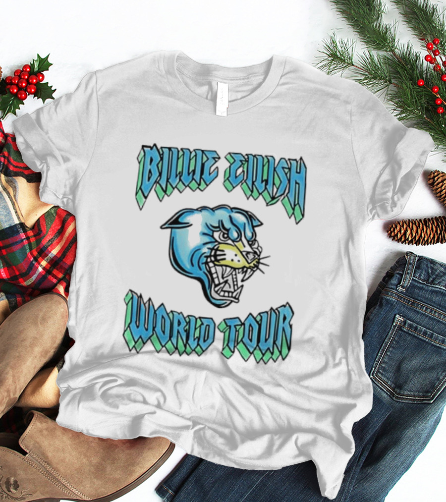 Billie Eilish World Tour Blue Panther Head T-Shirt