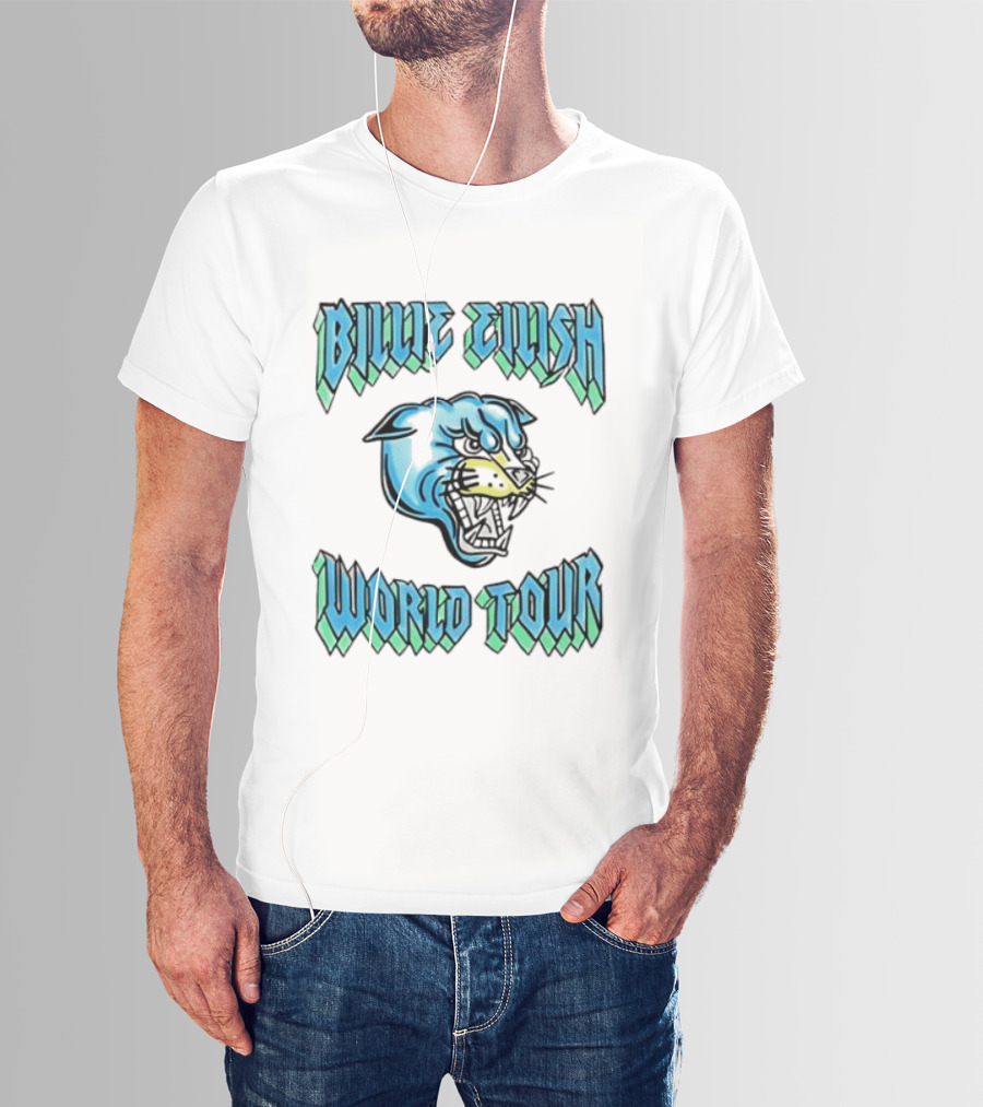 Billie Eilish World Tour Blue Panther Head T-Shirt