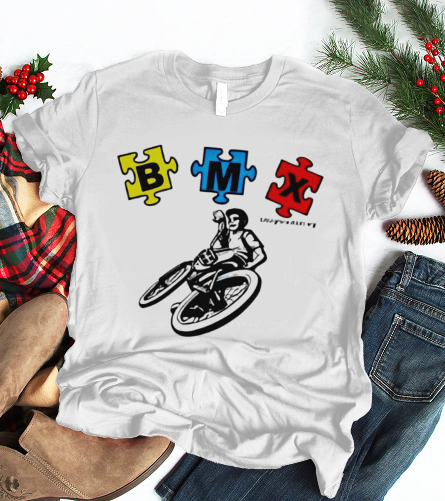 BMX Puzzle Pieces Bike Rider Autism T-Shirt