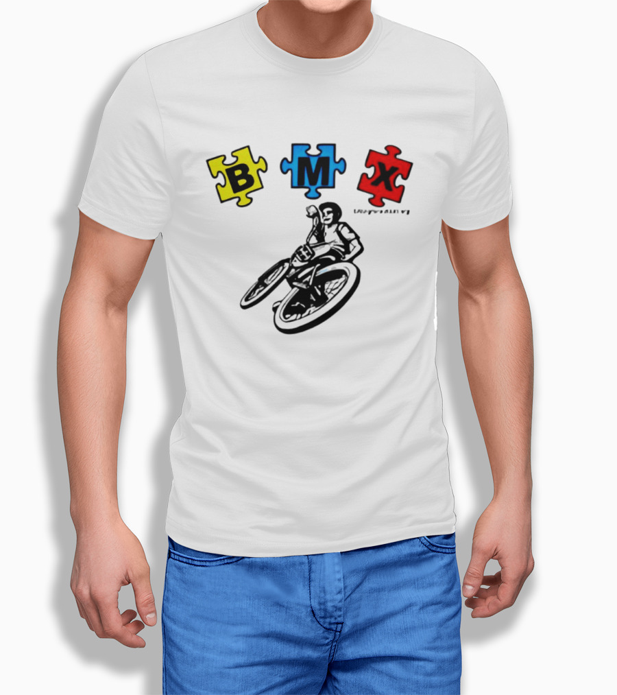 BMX Puzzle Pieces Bike Rider Autism T-Shirt