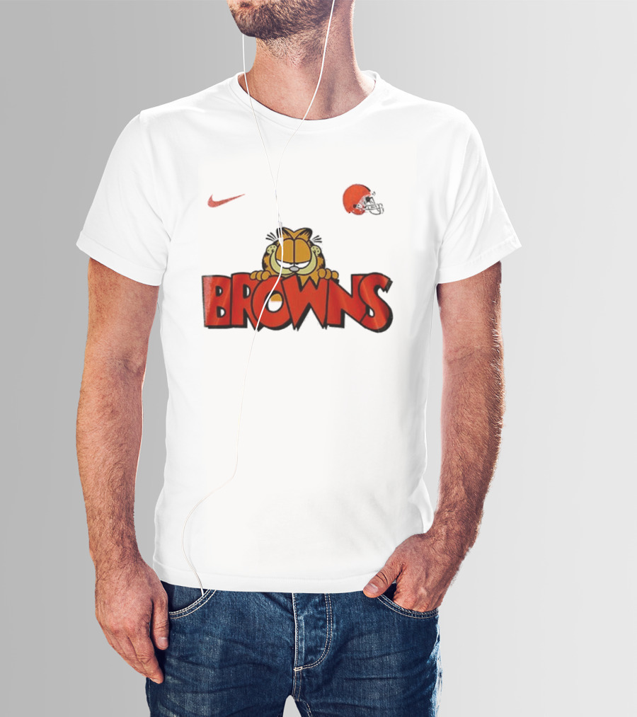 Cleveland Browns Garfield Orange Cat Helmet Nike T-Shirt