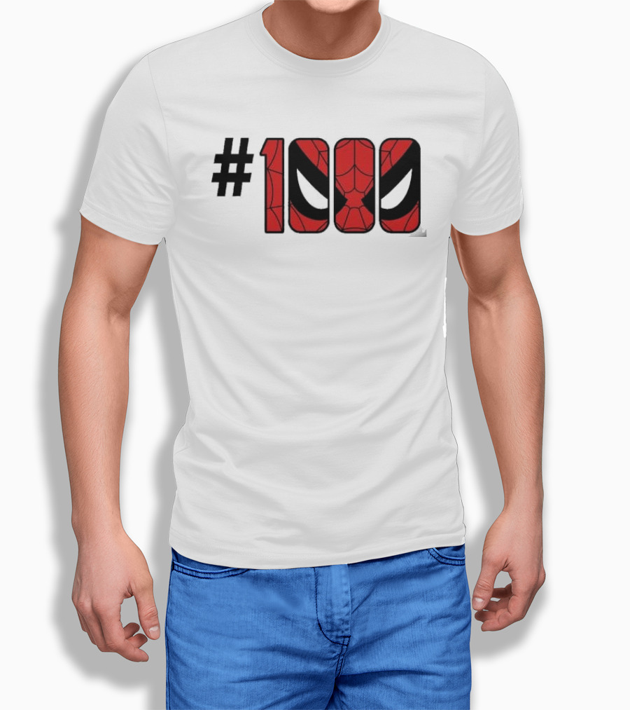 #1000 Spider Man Mask Red Web T-Shirt
