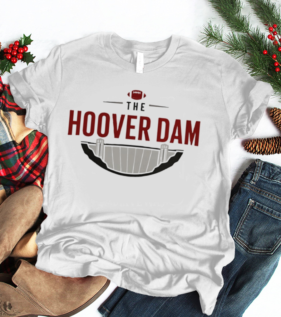 Hoover Dam Football Logo Parody With Dam Illustration And Football T-Shirt