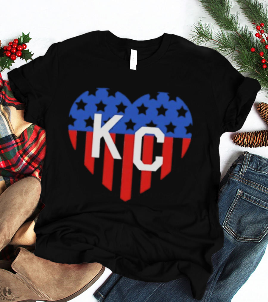 USA Stars Stripes Heart KC Kansas City T-Shirt