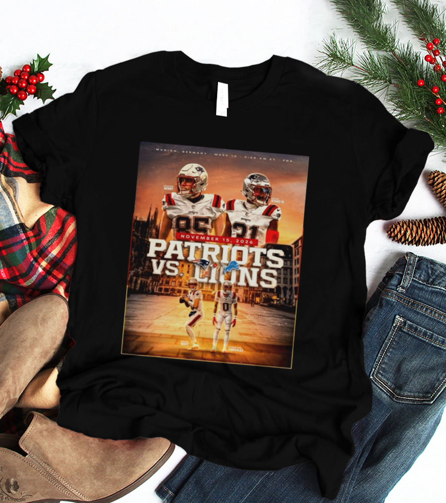 New England Patriots Vs Detroit Lions November 15 2026 Munich Germany Week 10 FOX T-Shirt