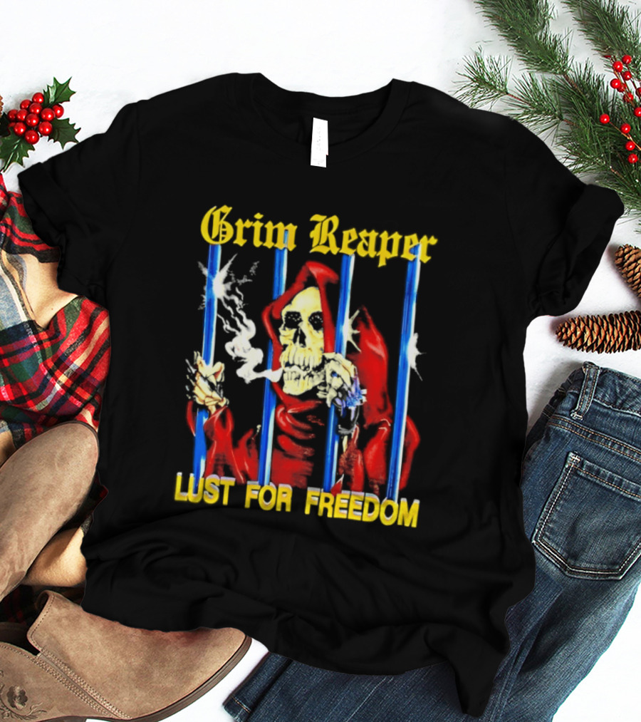 Grim Reaper Behind Bars Lust For Freedom T-Shirt