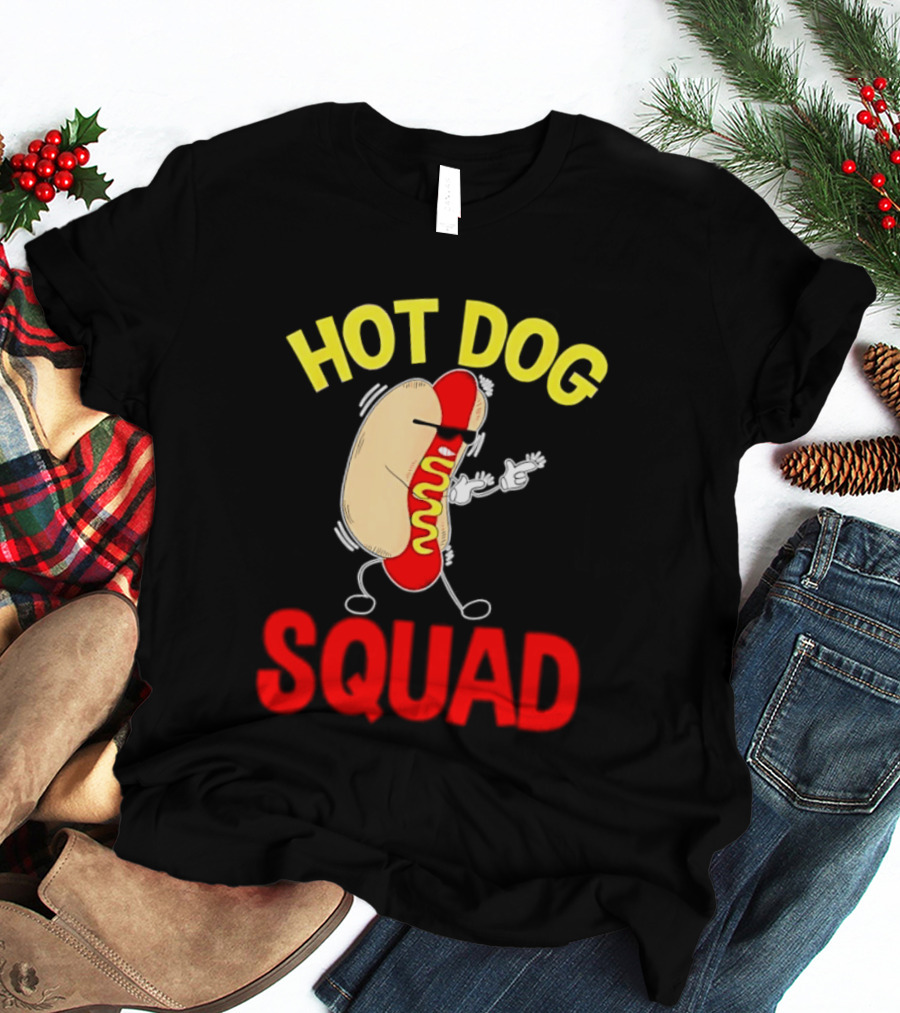 Hot Dog Squad Funny Cartoon Mustard Enthusiasts T-Shirt