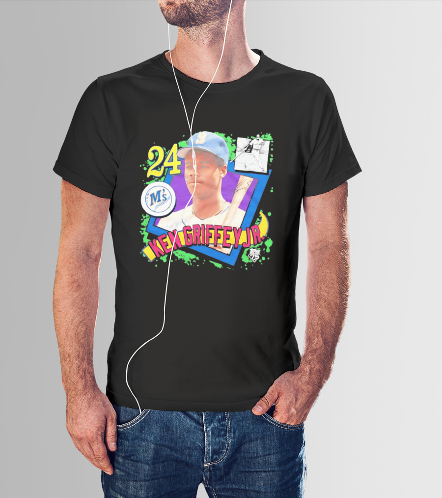 24 Ken Griffey Jr Seattle Mariners M's Topps 75 Remix Graffiti T-Shirt