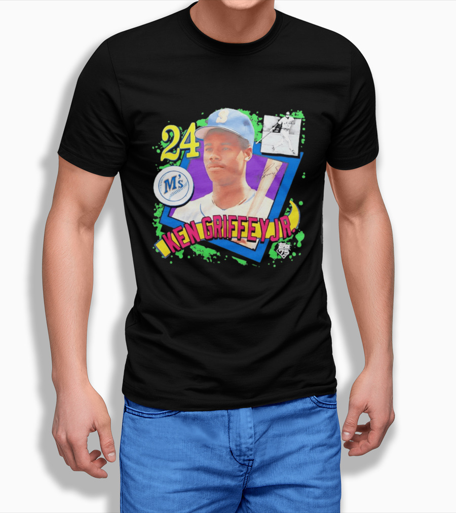 24 Ken Griffey Jr Seattle Mariners M's Topps 75 Remix Graffiti T-Shirt