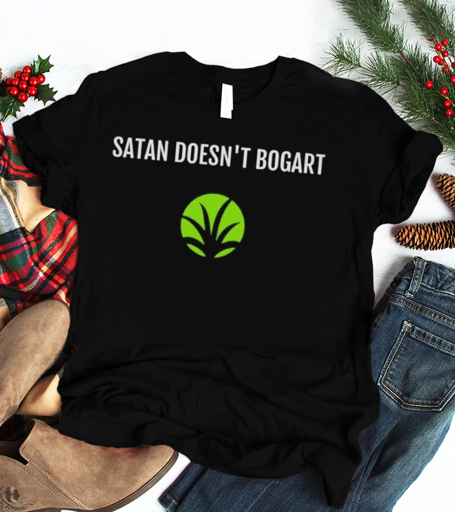 Satan Doesn't Bogart Green Leaf T-Shirt