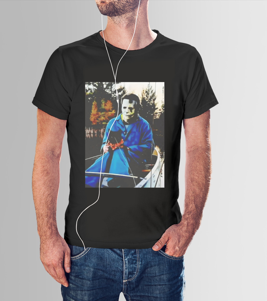 Michael Myers Lake Fishing With Cat In Boat T-Shirt