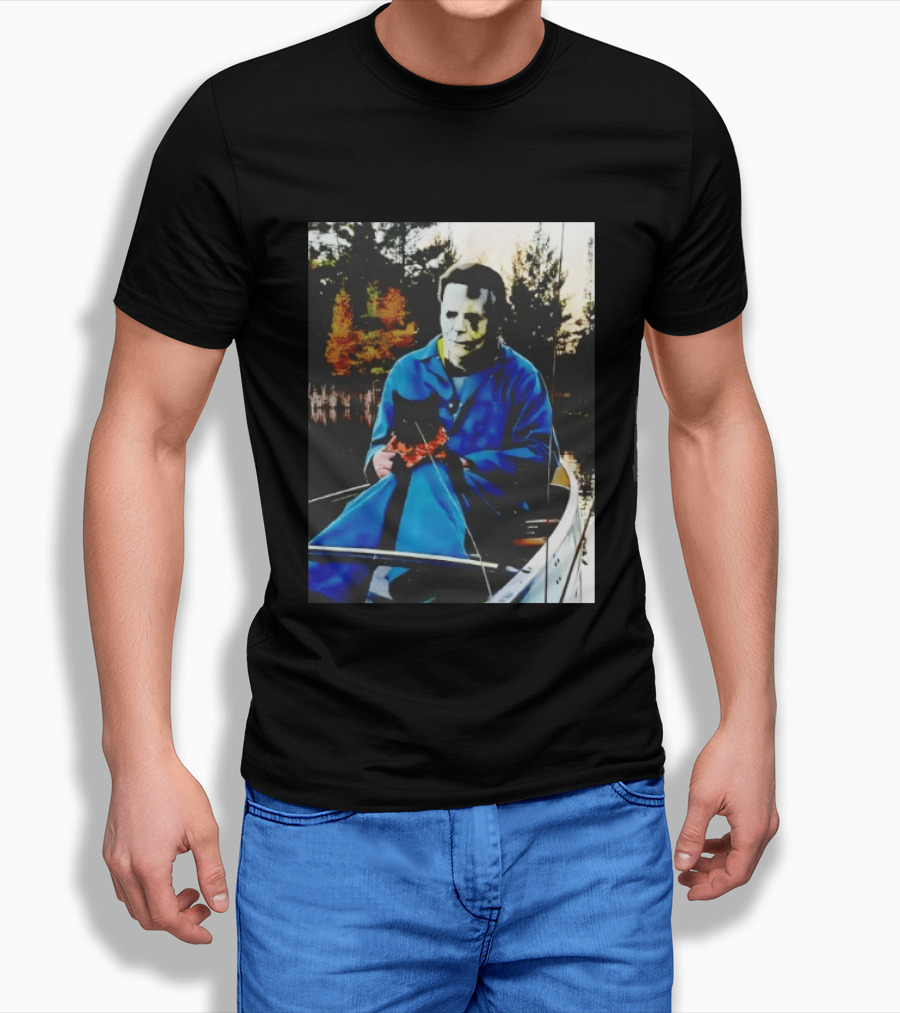 Michael Myers Lake Fishing With Cat In Boat T-Shirt