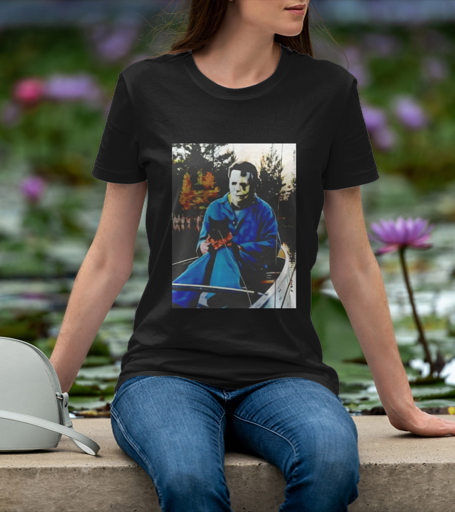 Michael Myers Lake Fishing With Cat In Boat T-Shirt