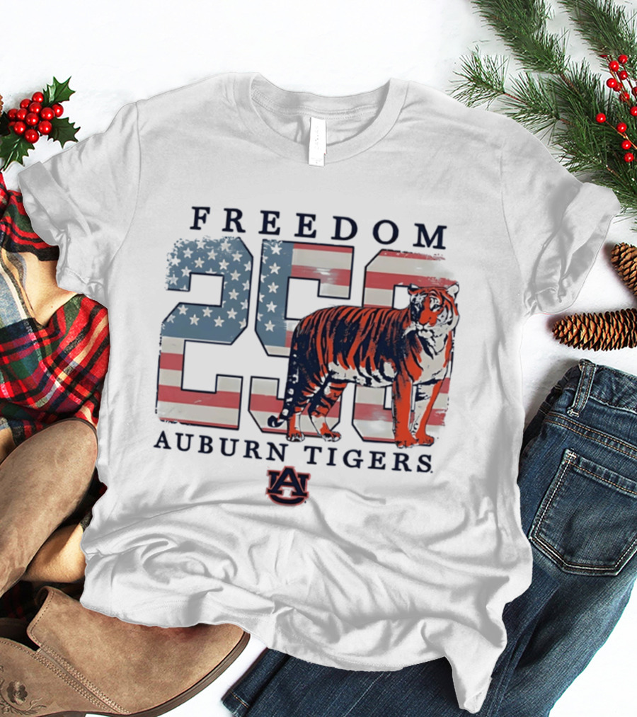 Freedom 250 Auburn Tigers Americana Flag Tiger T-Shirt