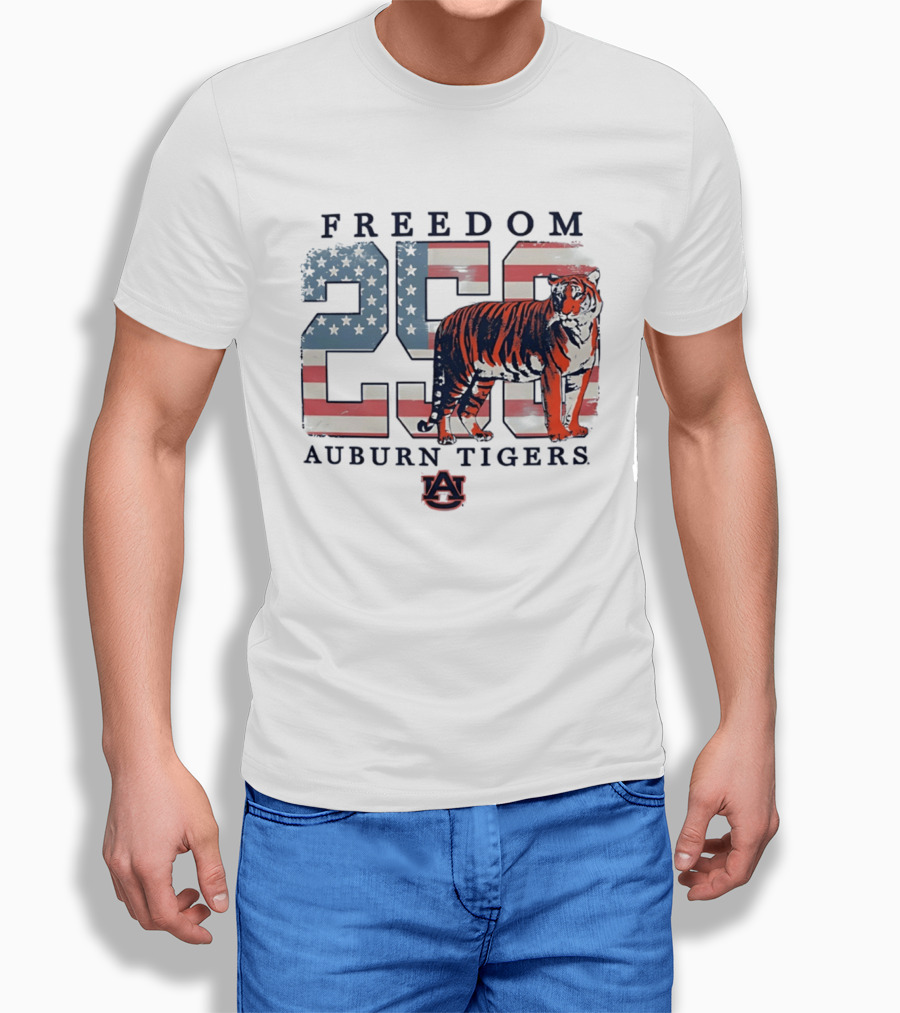 Freedom 250 Auburn Tigers Americana Flag Tiger T-Shirt